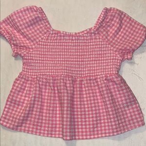 Cat & Jack Pink Gingham Kids Top girl 6-7
